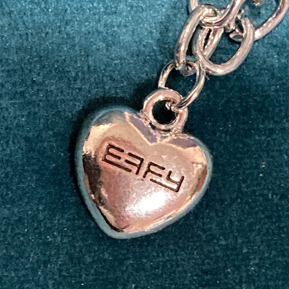 ❤️ NWOT - EFFY Engraved Heart Silvertone Open Chain Link Charm Bracelet - Picture 6 of 12